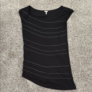 Black Asymmetrical High-Low Sheath Blouse